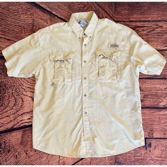 Columbia PFG‎ Shirt Mens XXL Yellow Omni Shade Vented Fishing Short Sleeve - Picture 7 of 8
